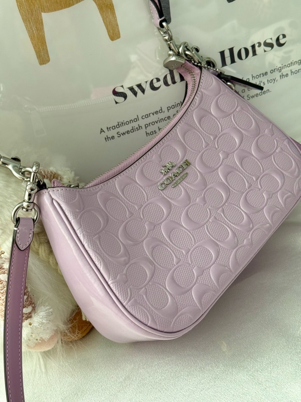 Coach Lilac Signature Embossed Crossbody Bag - Picture 4 of 11